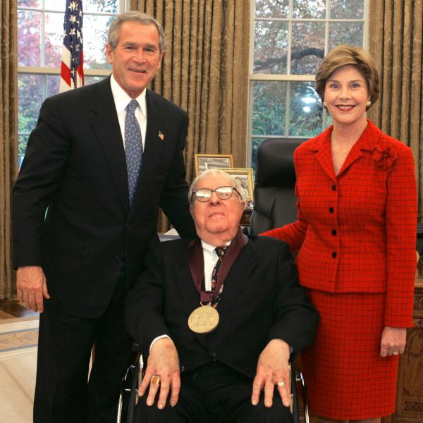 President George W. and Laura Bush with Ray Bradbury