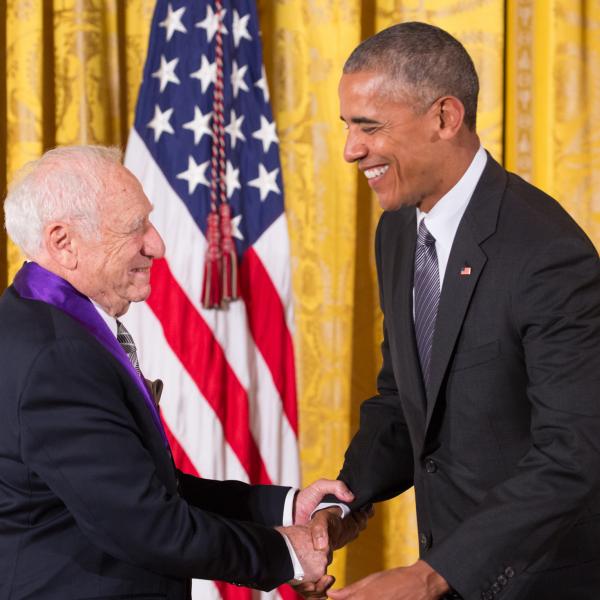 Two men shaking hands.