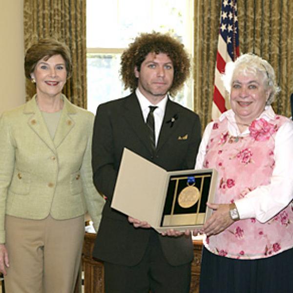 The President and First Lady with Ben and Sandra Jaffe in the Oval Office
