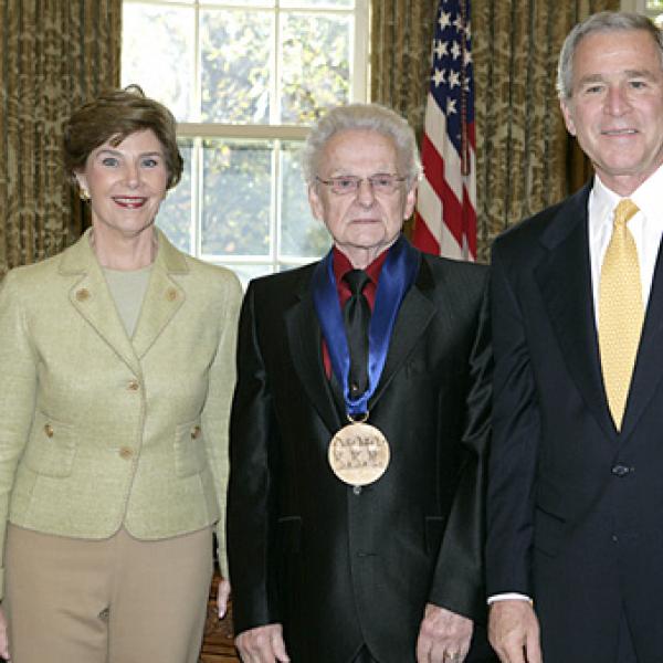 The President and First Lady with Dr. Ralph Stanley in the Oval Office
