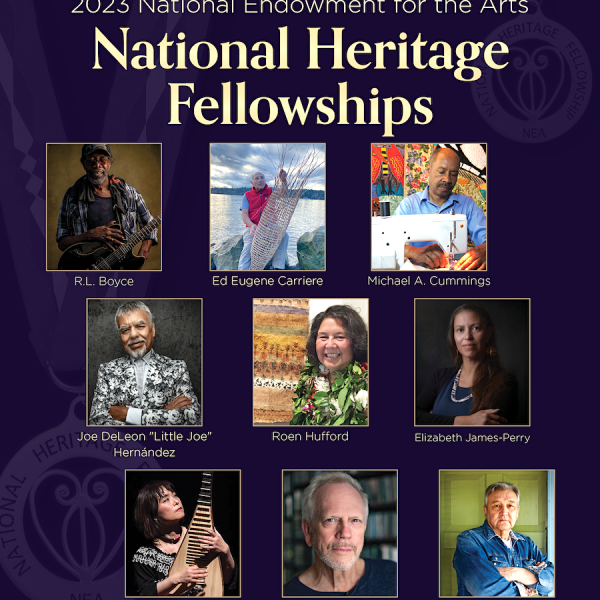 A collage of photos showing the nine 2023 NEA National Heritage Fellows