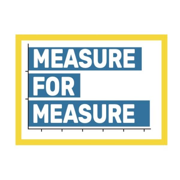 graphic that says Measure for Measure. On the left side of the graphic, there are hatchmarks that suggest bar graphs