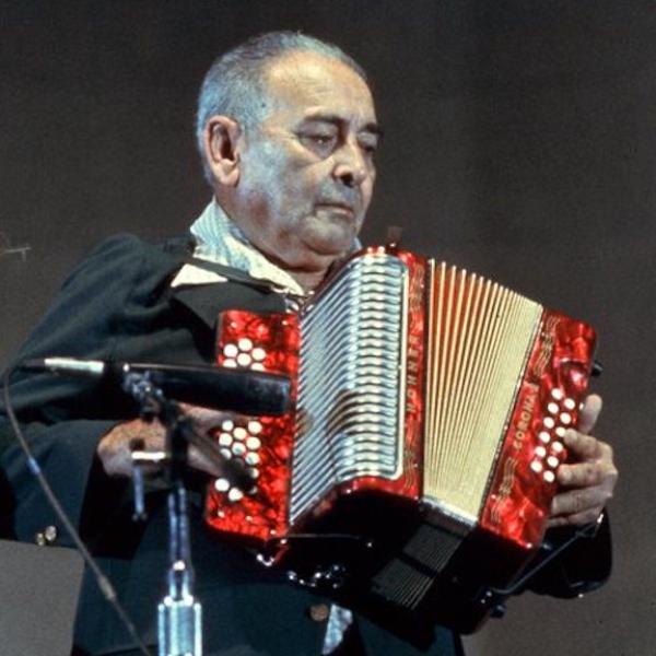 Man playing an accordion.