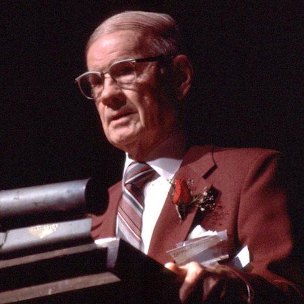 A man at a podium.