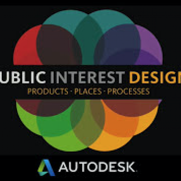 Words Public Interest Design Products Places Processes over multicolored circles