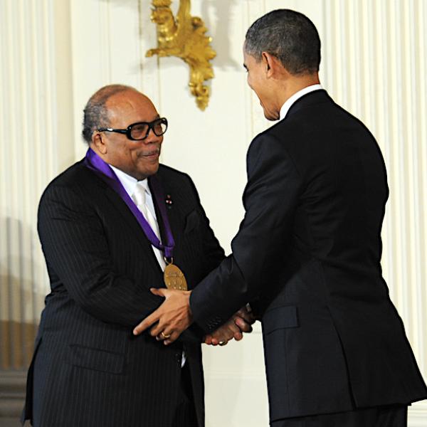 Musician and Music Producer Quincy Jones receives the2010 National Medal of Arts from President Barack Obama