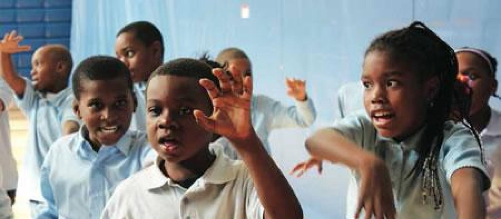Savoy students rehearse a choreographed dance to Michael Jackson's "Thriller," which they performed as a flash mob outside the National Portrait Gallery in Washington, DC. Photo courtesy of PCAH