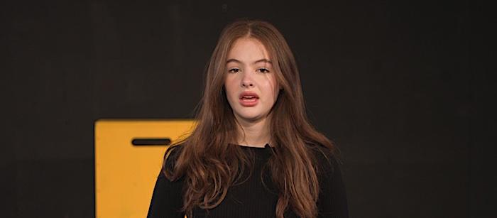 Mia Ronn reciting during 2022 Poetry Out Loud National Finals