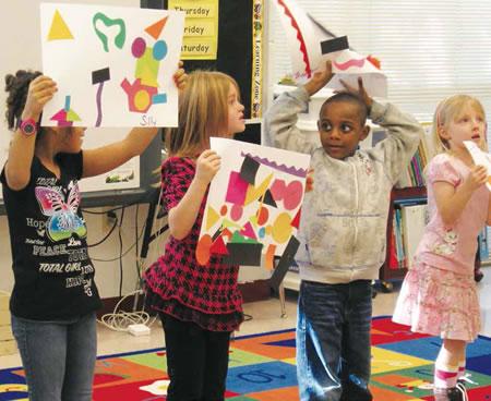 T.S. Cooper Elementary kindergartners experience math concepts by creating original artwork in the style of the artist Henri Matisse. All photos by Michelle Mazan Burrows