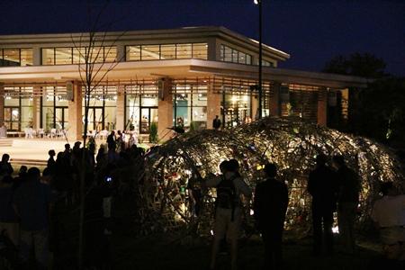 Cocoon Jackson, a temporary community sculpture and performance piece in the Art Garden in Jackson, Mississippi. Photo by Julian Rankin