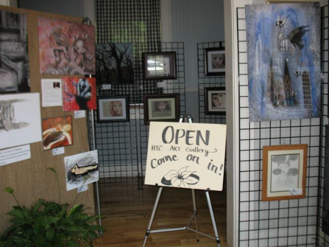 Gallery entrance with artwork