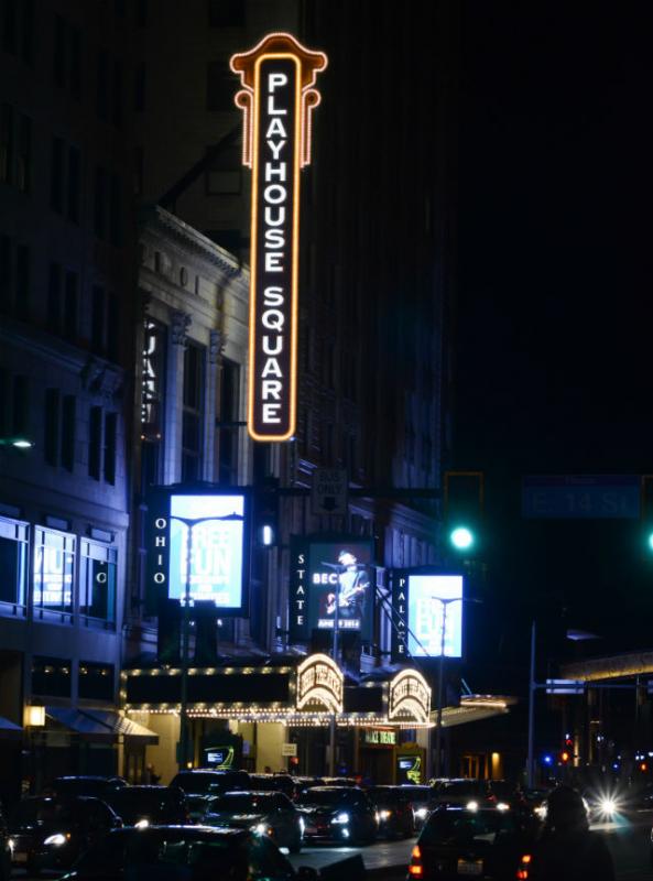 Playhouse Square in Cleveland Lighted marquee of Playhouse Square in Cleveland
