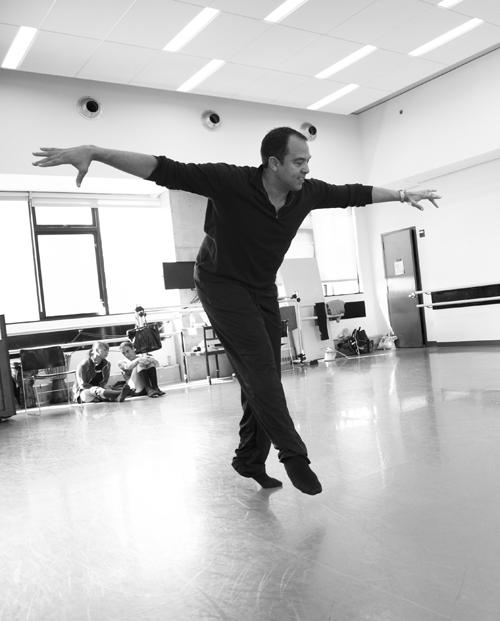 Latino dancer practicing.