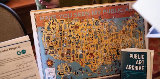a range of marketing materials for the Public Arts Archive