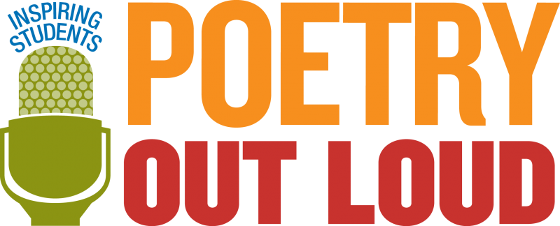 Logo for the Poetry Out Loud program - a microphone and words