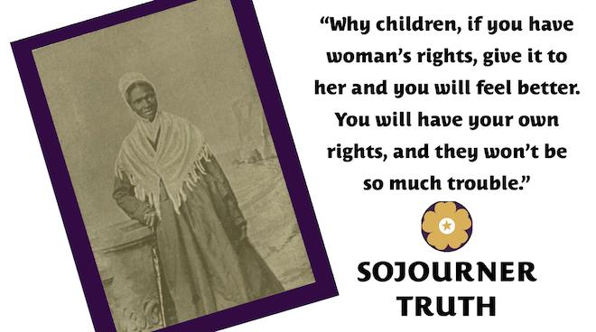 antique photo of Sojourner Truth with quote