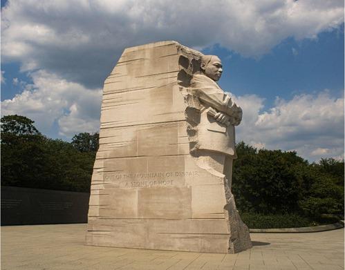 A side view of the Martin Luther King Jr. Statue at the National Mall. 