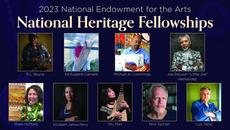 Collage of the nine 2023 NEA National Heritage Fellows