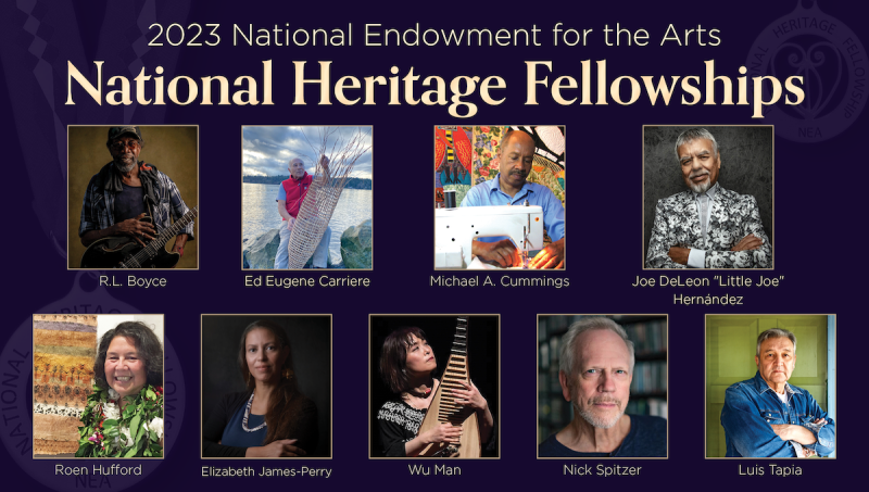 Collage of the nine 2023 NEA National Heritage Fellows