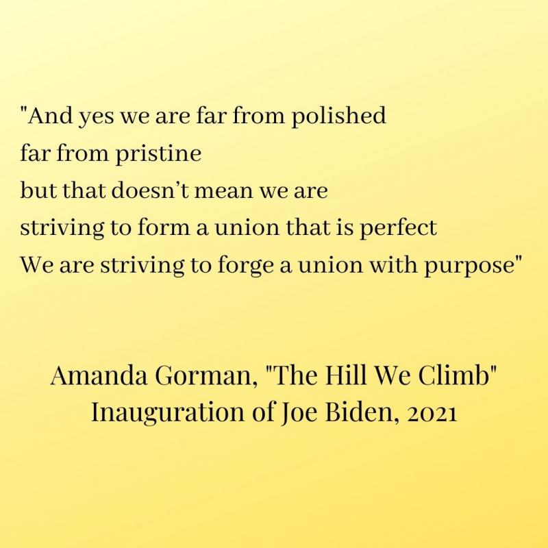 And yes we are far from polished far from pristine but that doesn’t mean we are striving to form a union that is perfect We are striving to forge a union with purpose