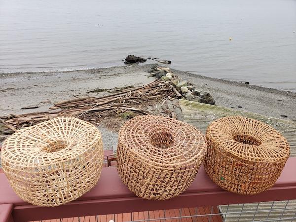 Baskets lined up.