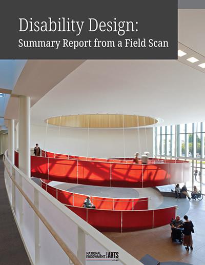 Disability Design report cover; aerial view of a small park with winding wheelchair accessible paths