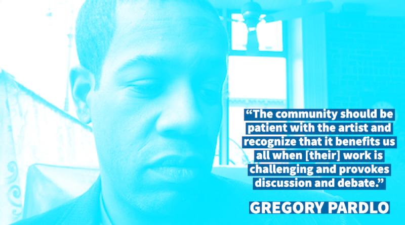 blue tinted photo of Gregory Pardlo with his quote