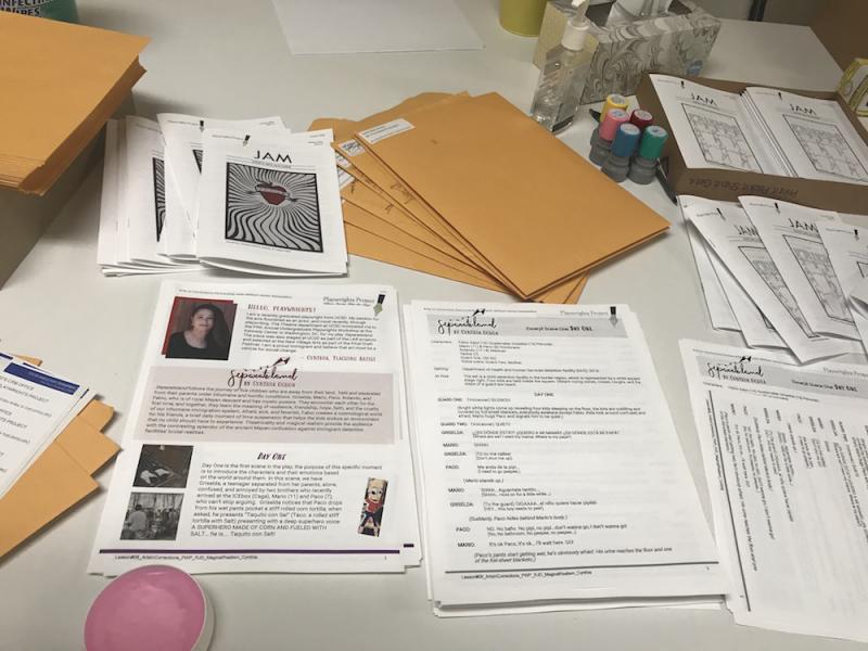 contents of packets put together by Playwrights Project for classes at correctional facilities