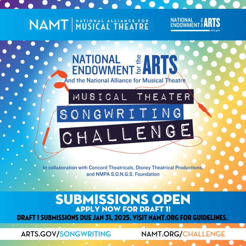 Submissions open, apply now for draft 1! Draft 1 submissions due January 31, 2025. For more information visit namt.org/songwriting