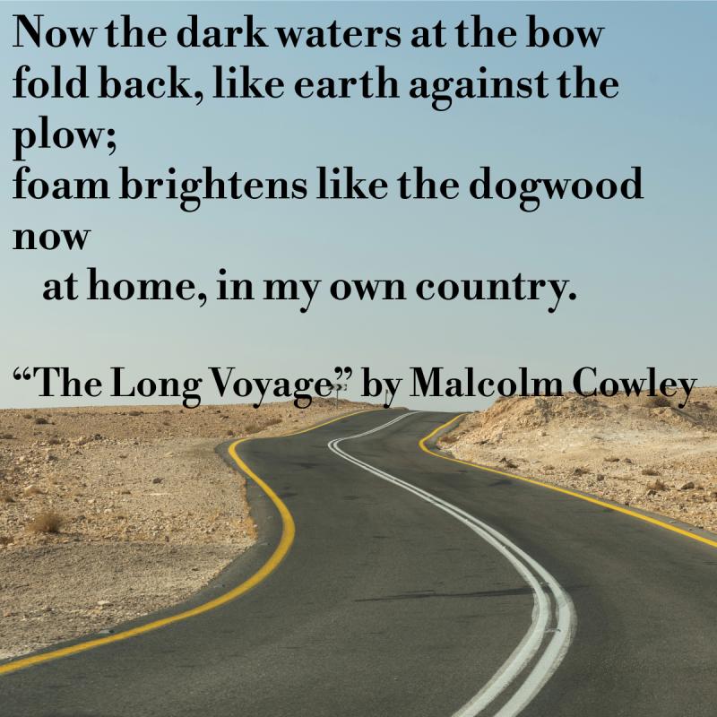 Long winding highway with poem written in black