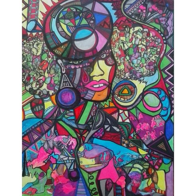 Abstract painting of a girl.