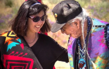 Maya Lin and a Native American elder