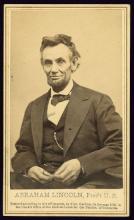 1865 photo of President Abraham Lincoln on a photo card