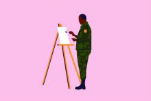 Rendering of service member painting