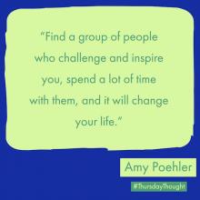 quote by Amy Poehler rendered in green and blue