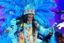 Big Chief Monk Boudreaux in his Mardi Gras Indian regalia