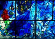Blue stained glass windows