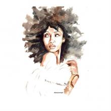Watercolor of beautiful black woman