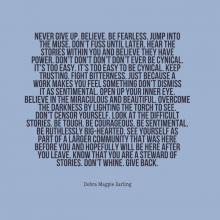 an extended quote by Debra Magpie Earling encouraging artists to create and to give back