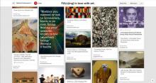 A screenshot of a fall-themed pinterest board with several quotes and art works