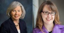 Head shots of two women side by side