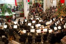 Orchestra playing at Houston Methodist Hospital. 