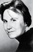 black and white photo of Harper Lee