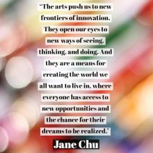 Quote by Jane Chu on blurred multicolor background