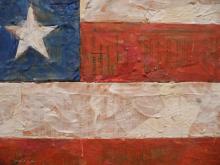cropped photo of US flag painting by Jasper Johns