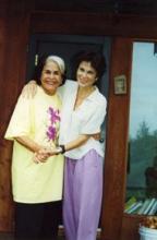 Two women hugging