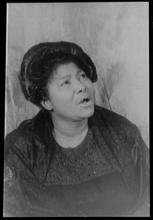 Black and white photograph of gospel singer Mahalia Jackson