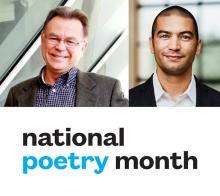 collage of photos of poets Adrian Matejka and Alberto Rios with text that says National Poetry Month