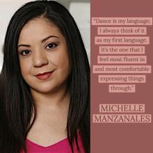 a headshot of choreographer Michelle Manzanales