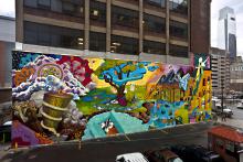 A colorful mural on a building wall in Philadelphia